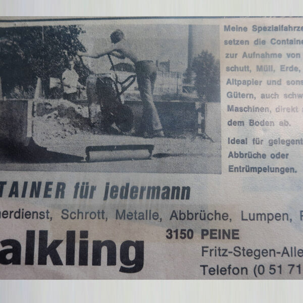 Zeitungsanzeige in den 70ern (2) Walkling