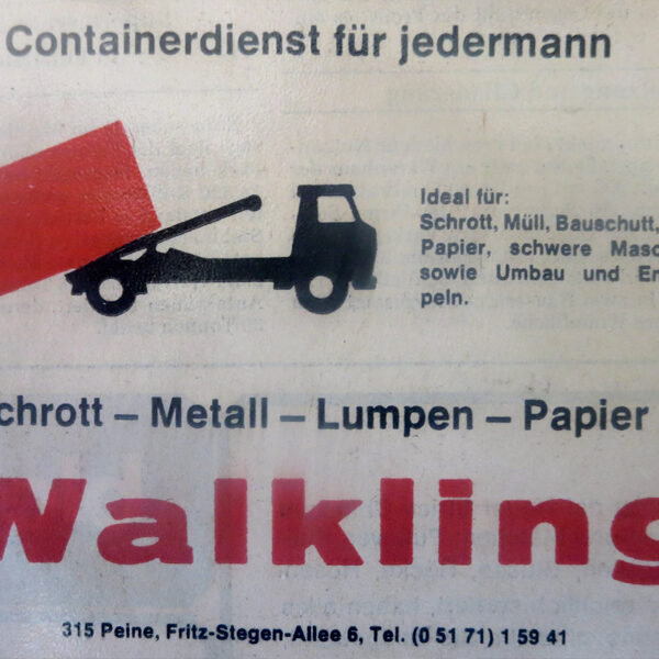 Zeitungsanzeige in den 70ern Walkling